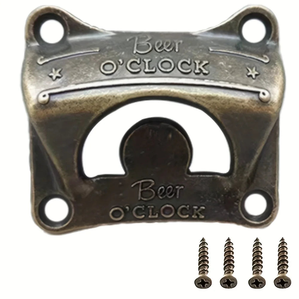 1/5/10pcs"Beer O' Clock" Bottle Opener Wall Mounted Retro BBQ DIY Solid Beer Opener Tools Bar Decorative  Opener Kitchen Gadgets