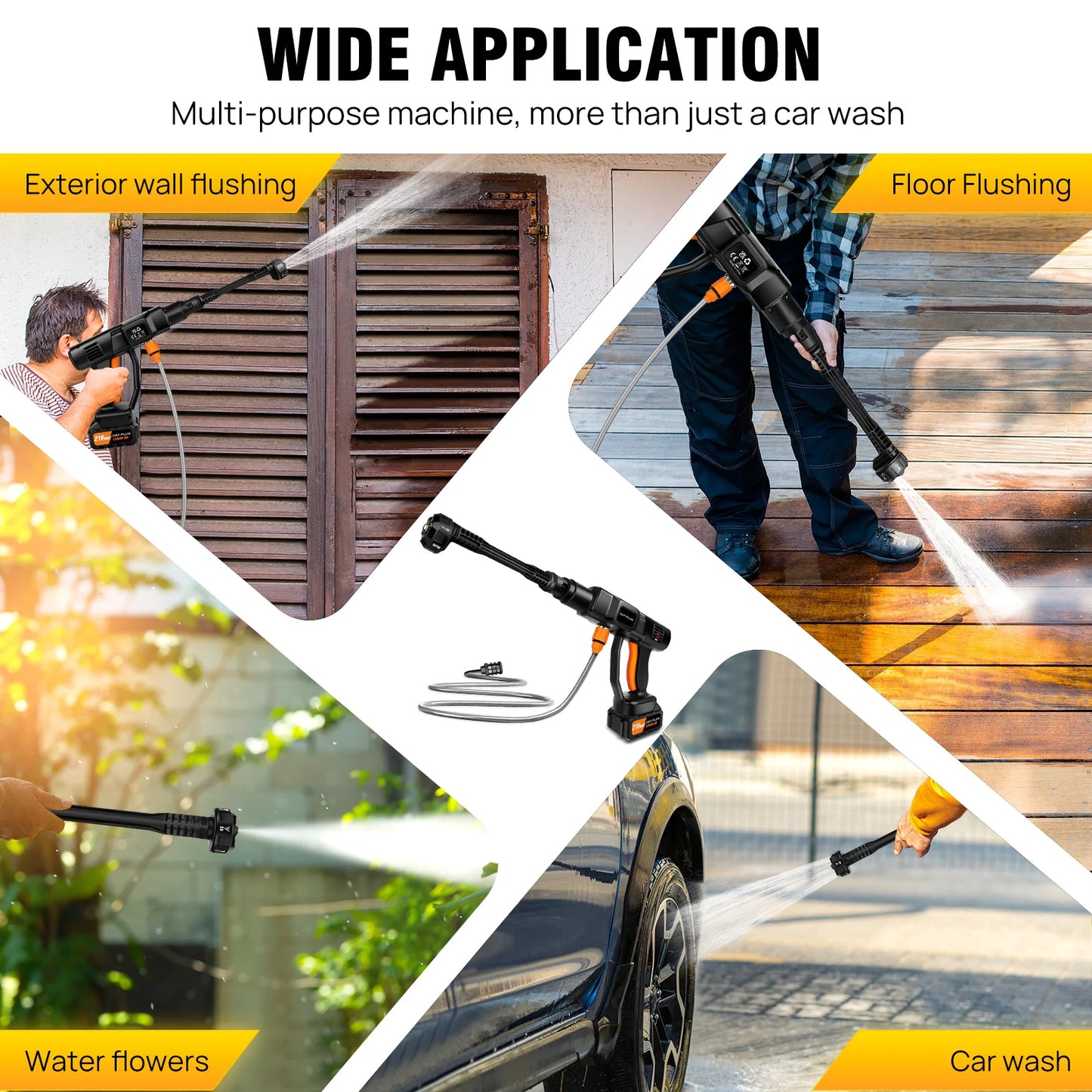 DayPlus Cordless Pressure Washer Portable Power Cars Washer Cleaner 3.0Ah Battery Powered High Pressure  for Garden Floor,150BAR