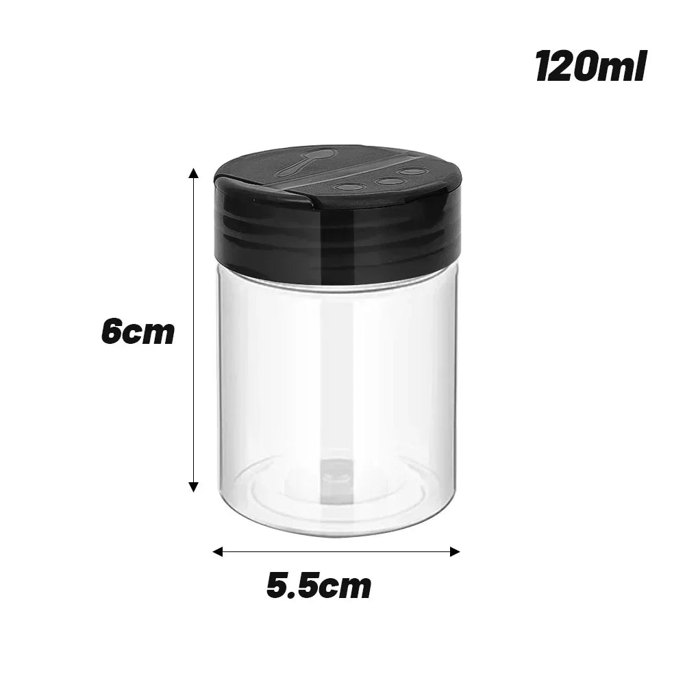 1/12x Plastic Spice Jars with Shaker Lids Transparent Safety Plastic Bottles for Home Kitchen Storing Spices Seasoning 2030