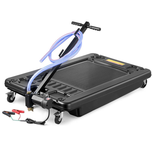 SucceBuy 17Gal Low Profile Oil Drain Pan Car Rolling Oil Drain Pan with Electric Pump & 7.2ft Hose for SUVs Trucks Motorcycles