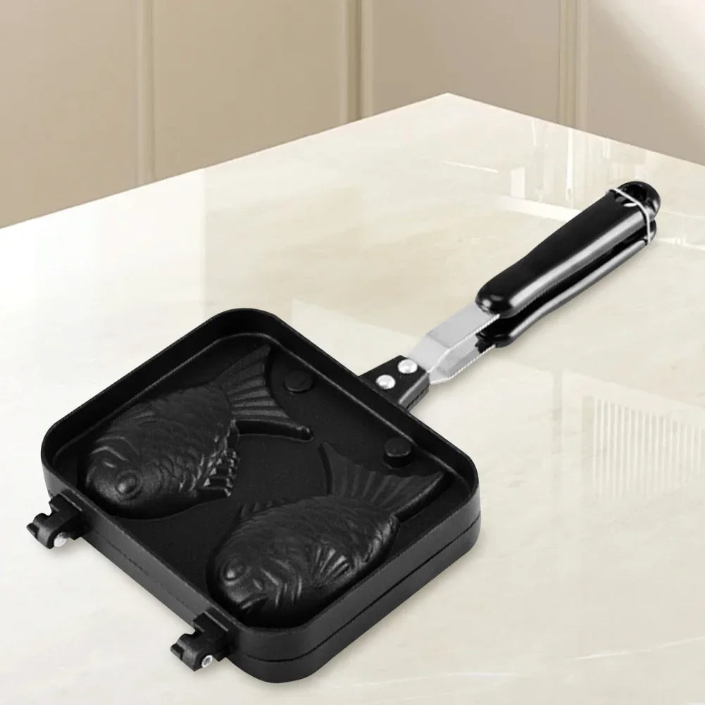 Double Fish Shaped Taiyaki Dessert Waffle Cake Maker Pan Aluminum Alloy Japanese Pancake Double Pan Fry Pan Waffle Molds