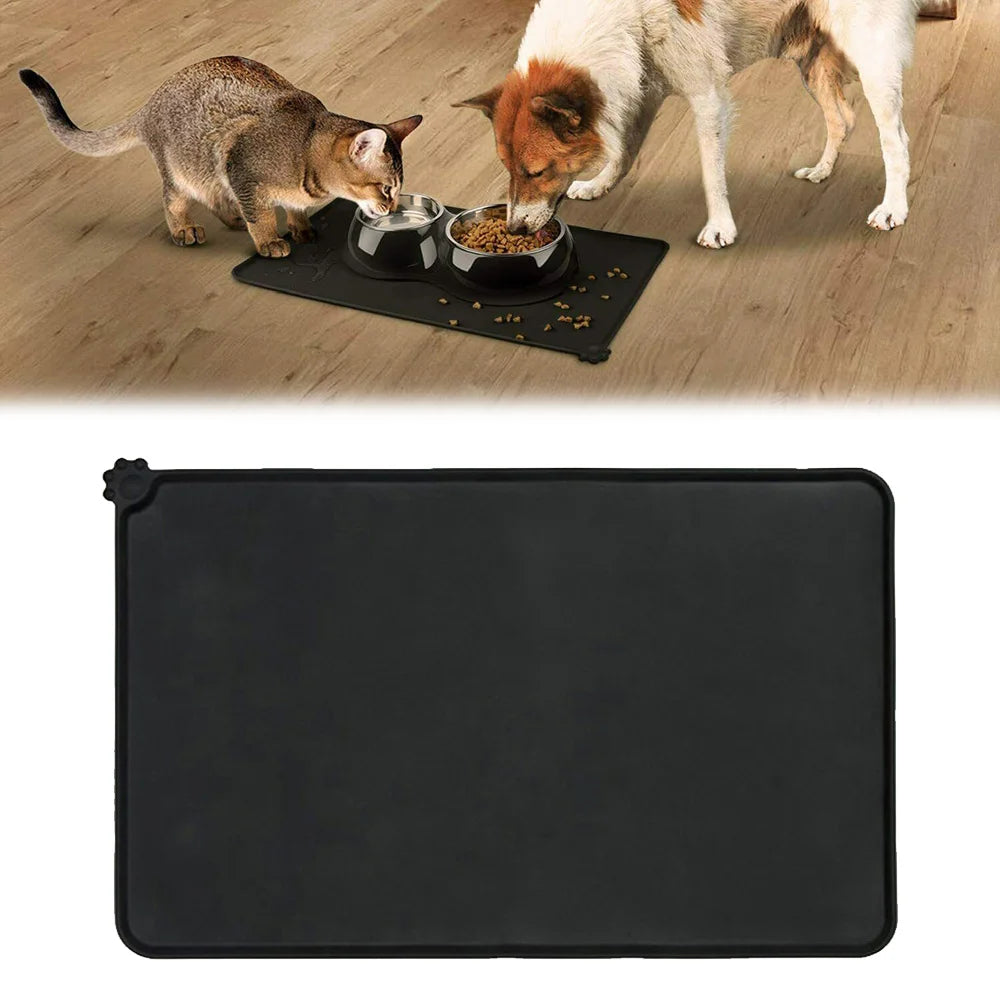 2PCS Silicone Pet Feeding Food Mat Waterproof Non-slip Dog Cat Bowl Placemat Pad NEW