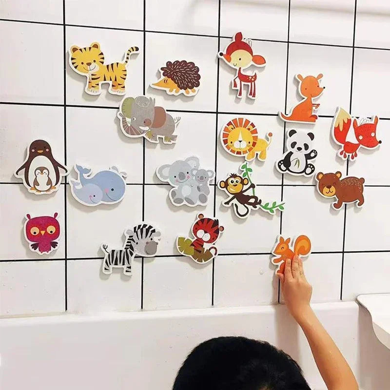 Baby Toy Animal Bath Toys for Kids Soft EVA Paste Bathroom Toys Animal Cognitive Floating Water Toys for Boys Girls 2 to 4 Years