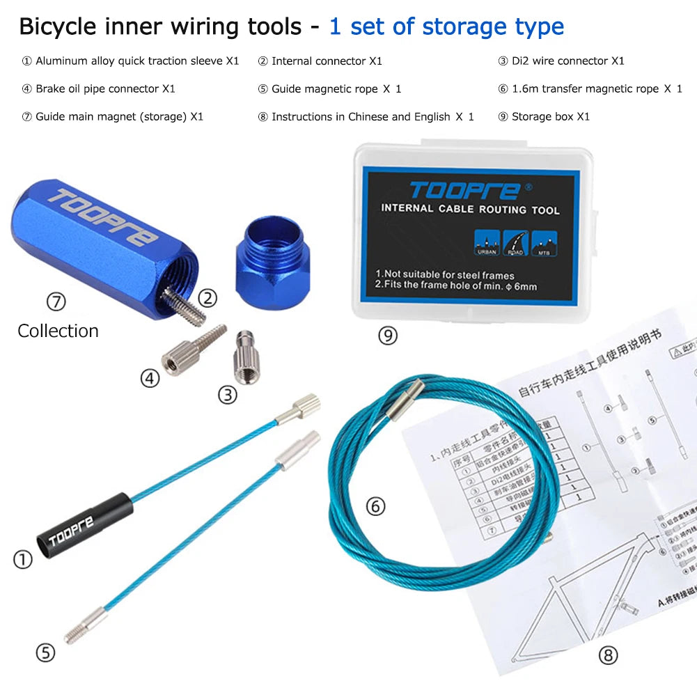 TOOPRE Bike Internal Cable Routing Tool Quick-release Bicycle Internal Cable Routing Tool for Carbon Fiber Frame Bike Repair Kit