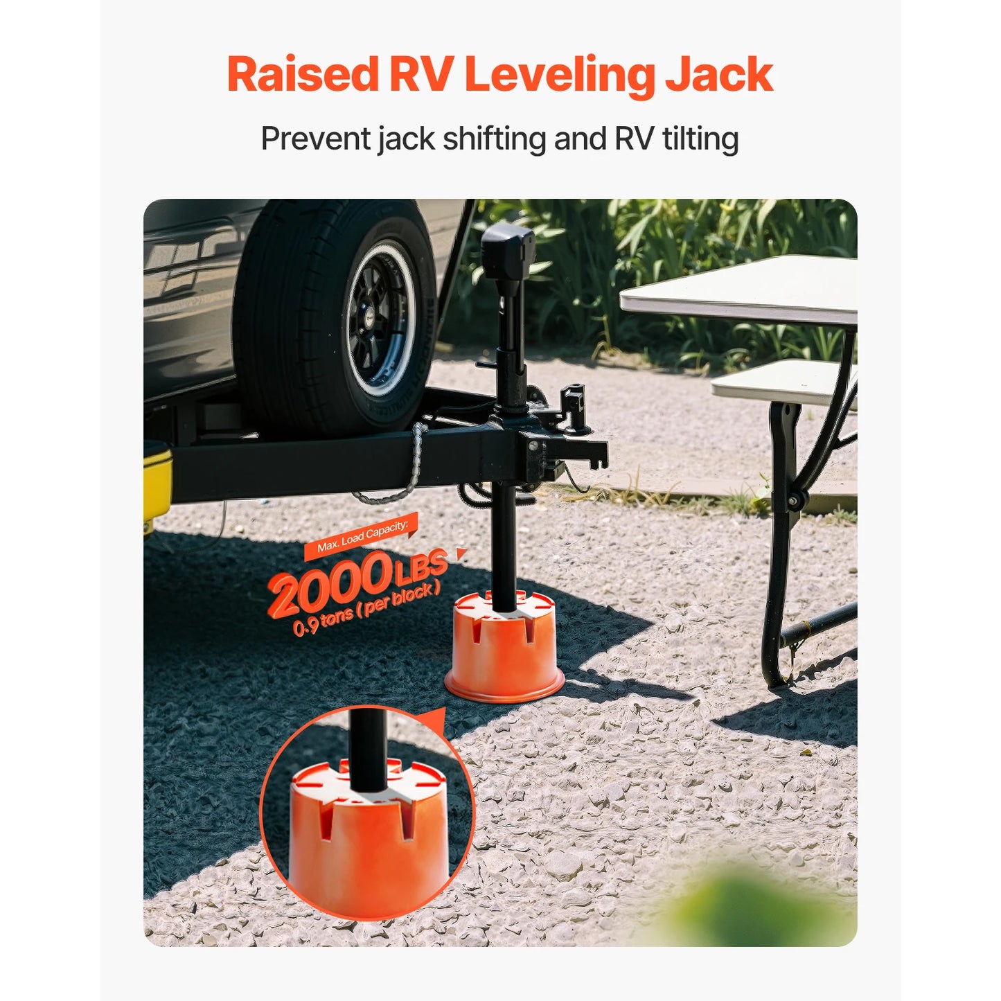 SucceBuy 2000 lbs Trailer Jack Blocks 8inch High 8 Pcs Camper Leveler Kit - 6 RV Leveling Blocks & 2 Pads for Travel Trailers
