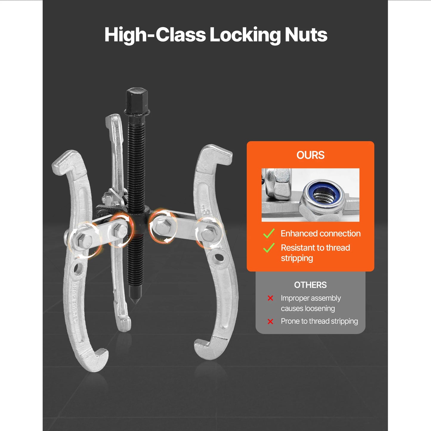 SucceBuy Gear Puller Set 3 inch/4 inch /6 inch /8 inch 3 Jaw Bearing Puller with Reversible Jaws 2/3 Jaw Pulley Puller Tool 4PCS