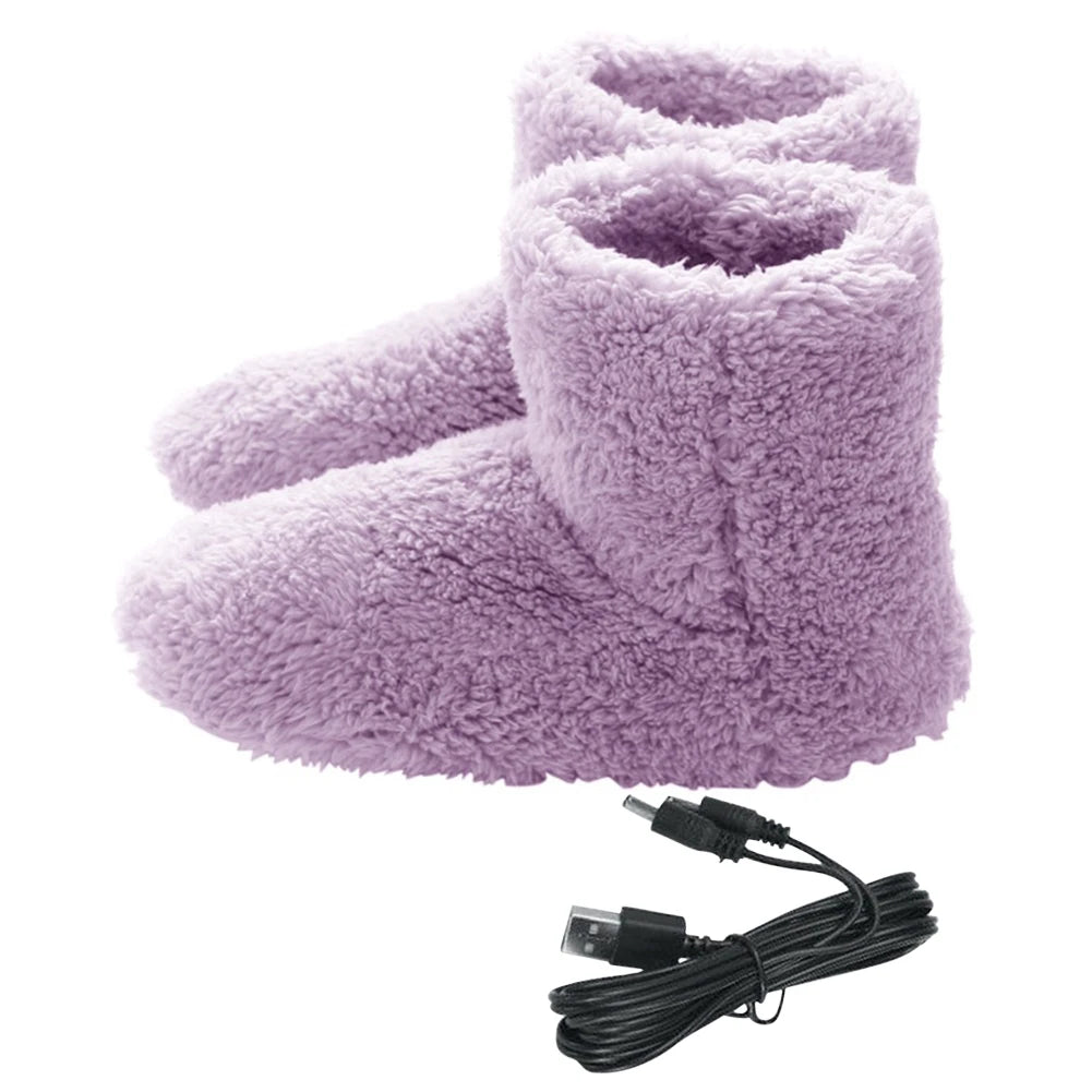 Electric Heater Shoes Men Women Winter Warm Snow Boots Foot Warmer Plush Heating Rechargeable Slippers Electric Heated Slippers