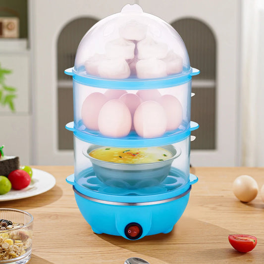 220V Electric Egg Boiler Rapid Heating Multifunctional Egg Cooker Auto-Off Portable Milk Steamer for Cooking Breakfast Machine