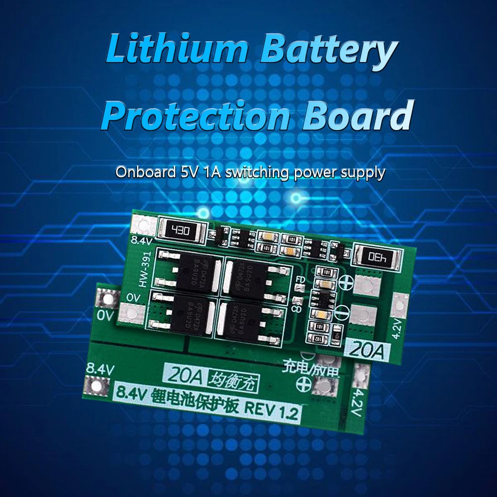1-5PCS HW-391 2S 20A 7.4V 8.4V 18650 BMS Module 18650 Lithium Battery Charger Protection Board Standard/Balance Module for DIY ﻿