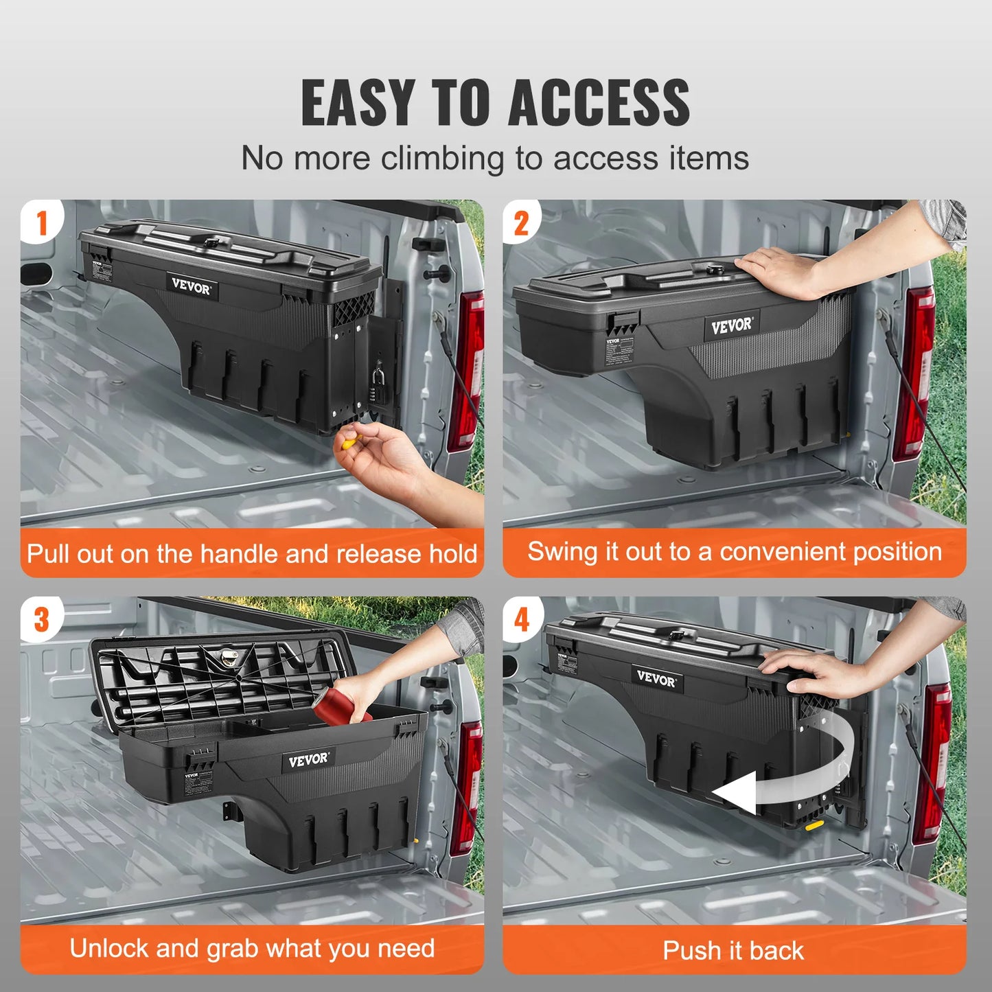 SucceBuy Truck Bed Storage Box Lockable Waterproof and Durable Compatible with Ford F-150 2015-2021 Passenger Side
