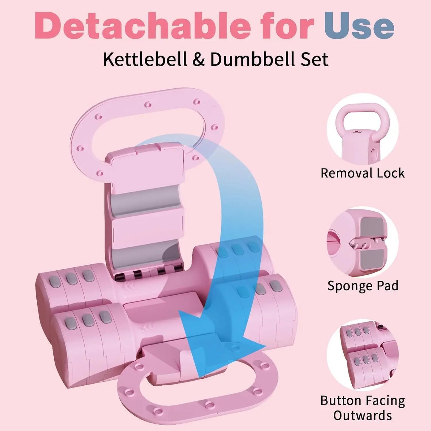 Adjustable Kettlebell and Dumbbell Set, 4-in-1 Convertible 5.5-12.1lbs Kettlebell & 2.2-5.5lbs Dumbbells for Women Home Gym
