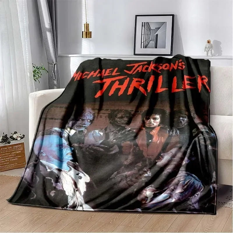 Pop Music Michael J-Jackson Printed Flannel Blanket , Warm  Soft Cozy Blanket Flannel  Livingroom  Home Decor Birthday Gift