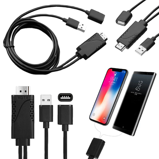 2 in 1 USB Female To HDMI-compatible Male HDTV Adapter Cable 1080P HD TV Projector Displays Converter for iPhone Samsung