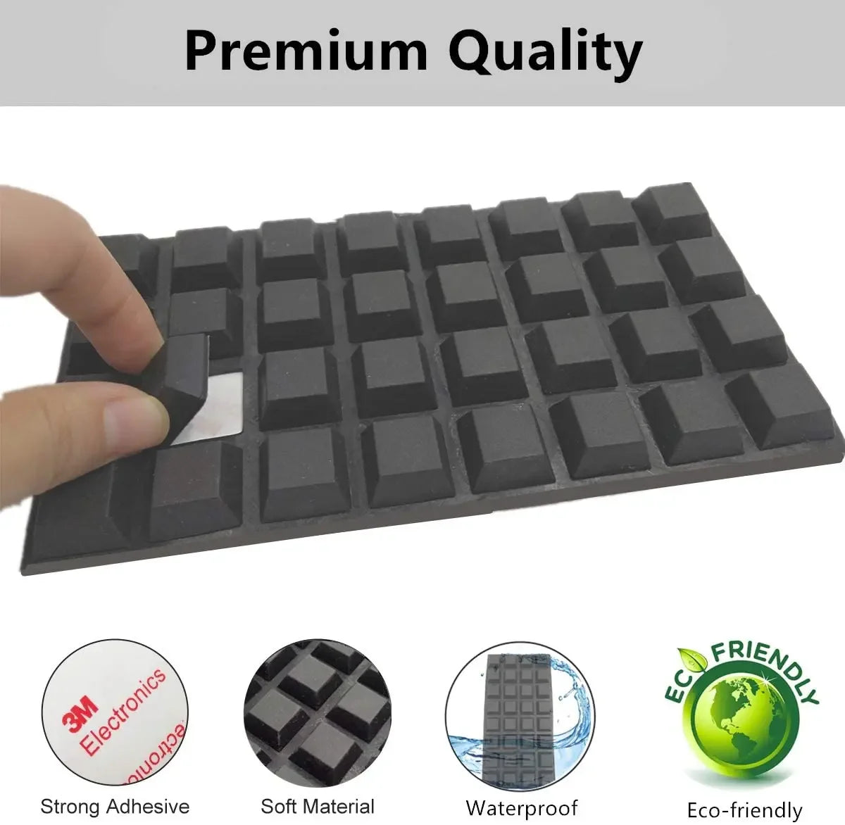 12Pcs Square Self-Adhesive Stick Bumper Pad Tall Rubber Feet For Electronics Glass Speaker Laptop Appliances Furniture Computer