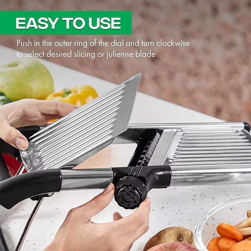 LMETJMA Mandoline Food Slicer Adjustable Mandoline Slicer Stainless Steel Mandolin Vegetable Chopper Vegetable Slicer Julienner