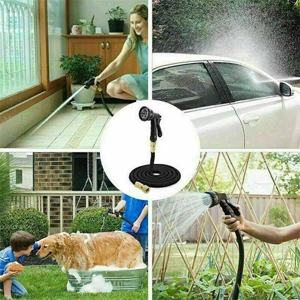 PORIYA 25-100FT Flexible Expandable Garden Water Hose Pipe Car Wash W/ Spray Nozzle Gun