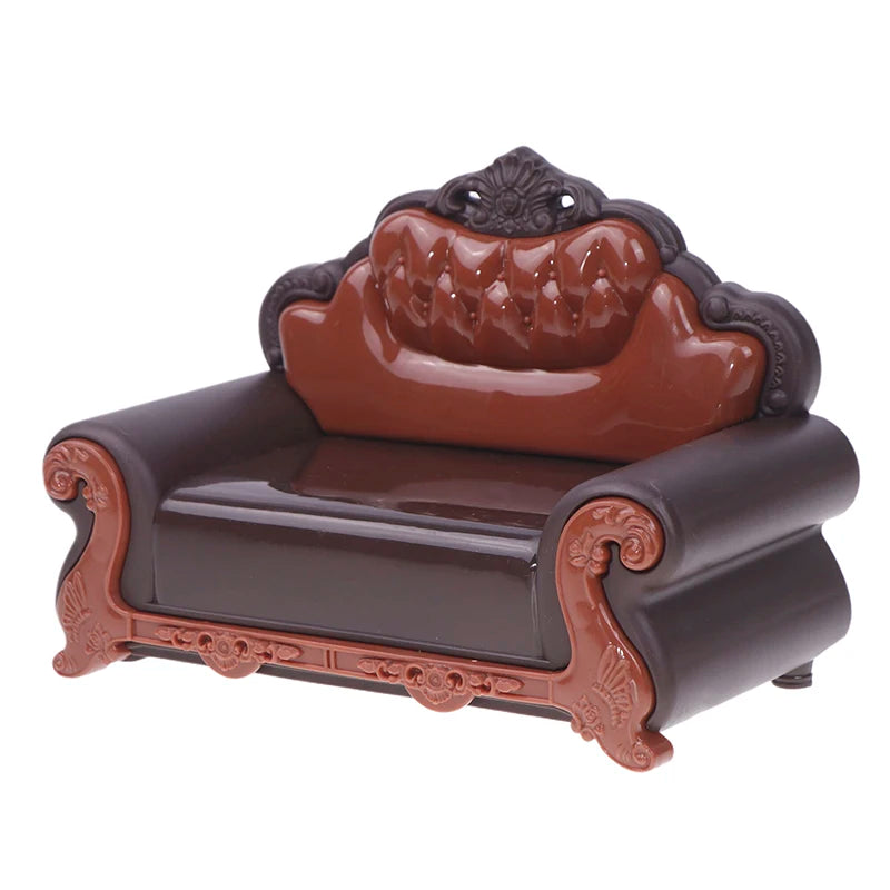 Mini Dollhouse Furniture Sofa with Pillow Set Simulation 1:12 Miniature Living Room Kids Pretend Play DIY Doll House Decor
