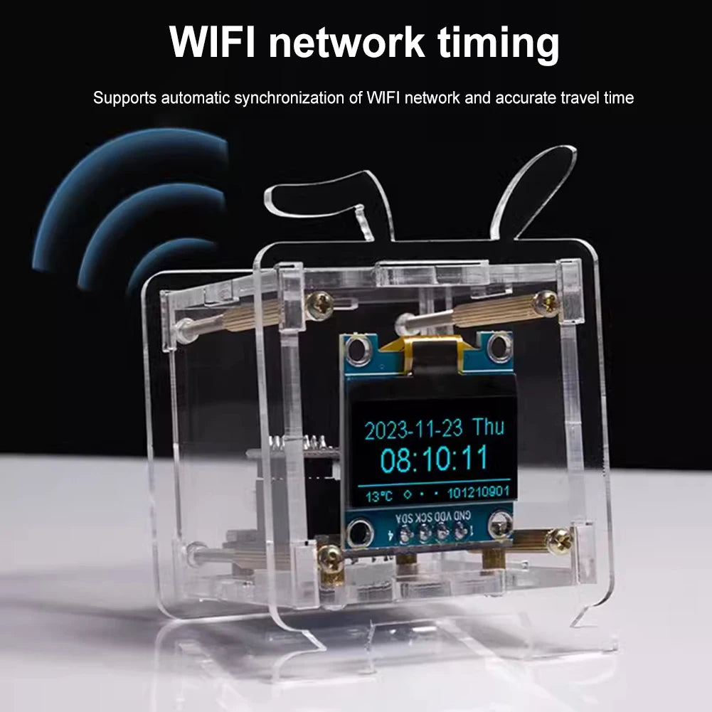 ESP8266 DIY Digital Clock Kit 0.96 Inch OLED Display Electronic Multifunctional Weather Station with Shell DIY Soldering Project