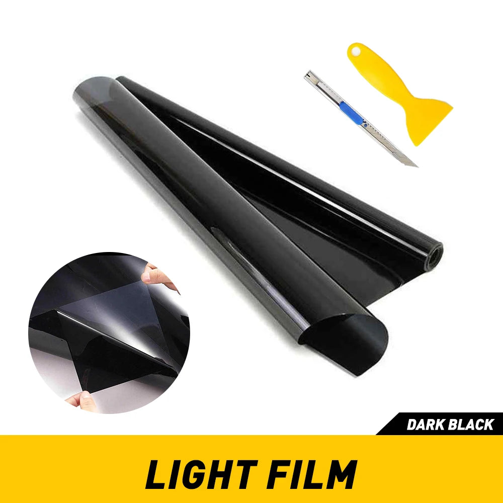 1Pcs 12inch *72inch Gloss Light Black Smoke Headlight Taillight Fog Light Tint Film Vinyl For Rear Window Windshield