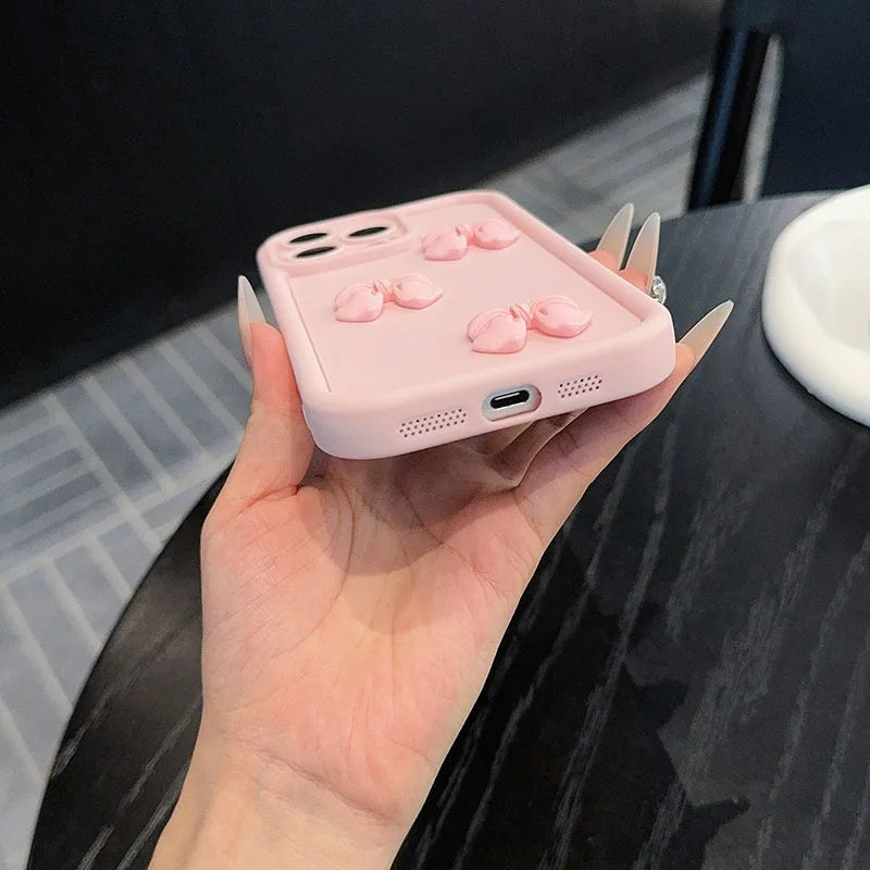3D Pink Cute Butterfly Silicone Soft Phone Case For iPhone 17 16 15 14 13 12 11 Pro Max XS XR X 7 8 Plus Shockproof Candy Cover