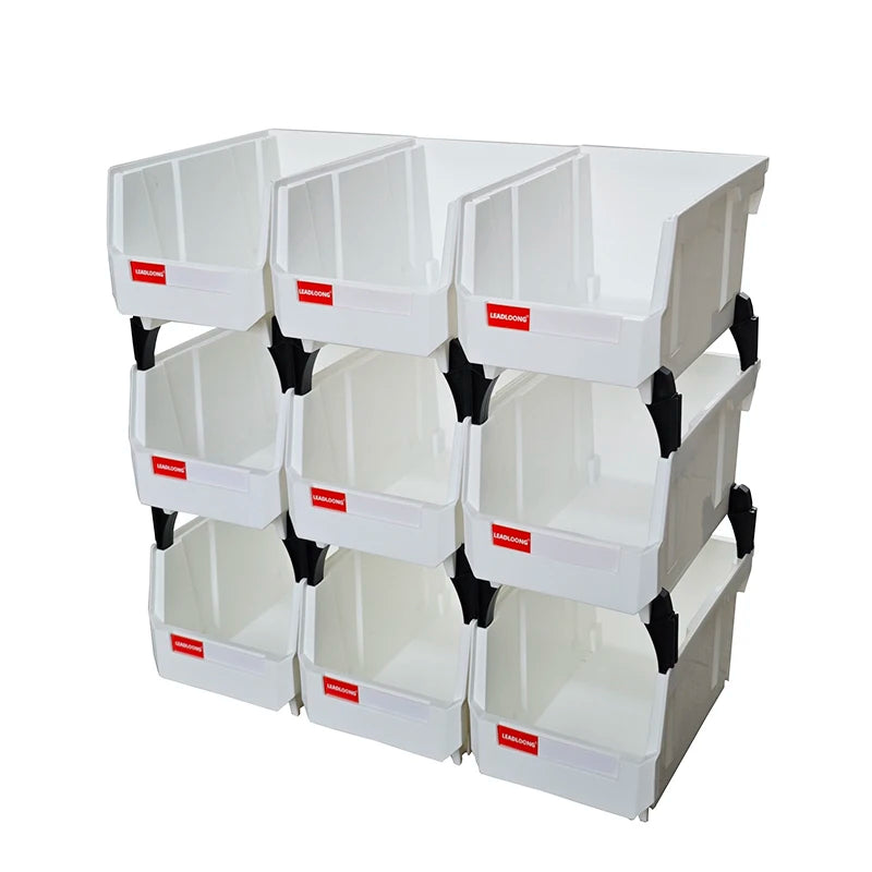 Plastic Stackable Storage Bins Screw Storage Boxes Stackable Bin Parts Storage Organizer Garage Storage Bins (9pcs)