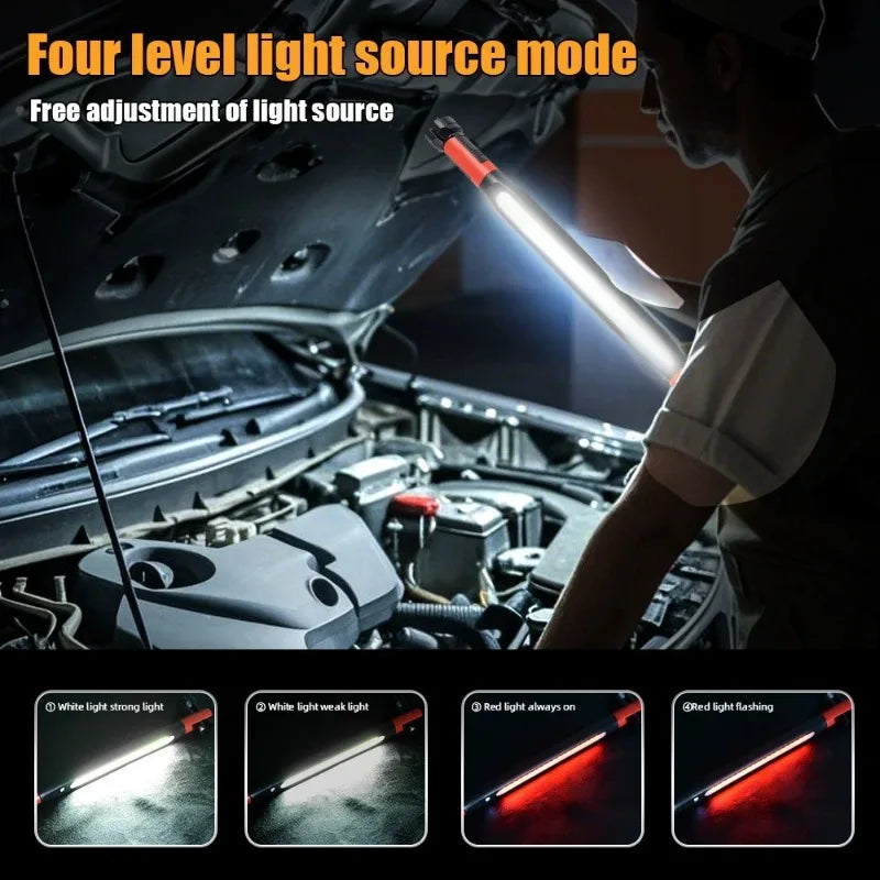 1PC Rechargeable LED Mechanic Work Light 1200LM Magnetic 360 Degree Swivel Flashlight For Car Repair Auto Garage Workshop Use