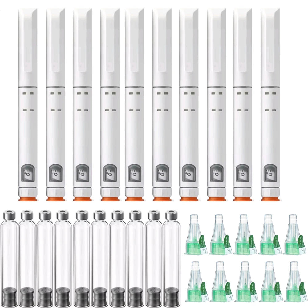 Disposable Sterile Injection Pen Insulin Injection Pen Adjustable Growth Hormone Dose 60U with 3ml Cartridges & 32G 4mm Pen Tip