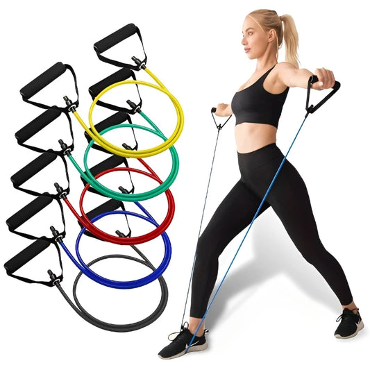 Resistance Bands with Handles Exercise Workout for Men Women Strength Training Equipment At Home 5 Levels Tube Band Pull Rope