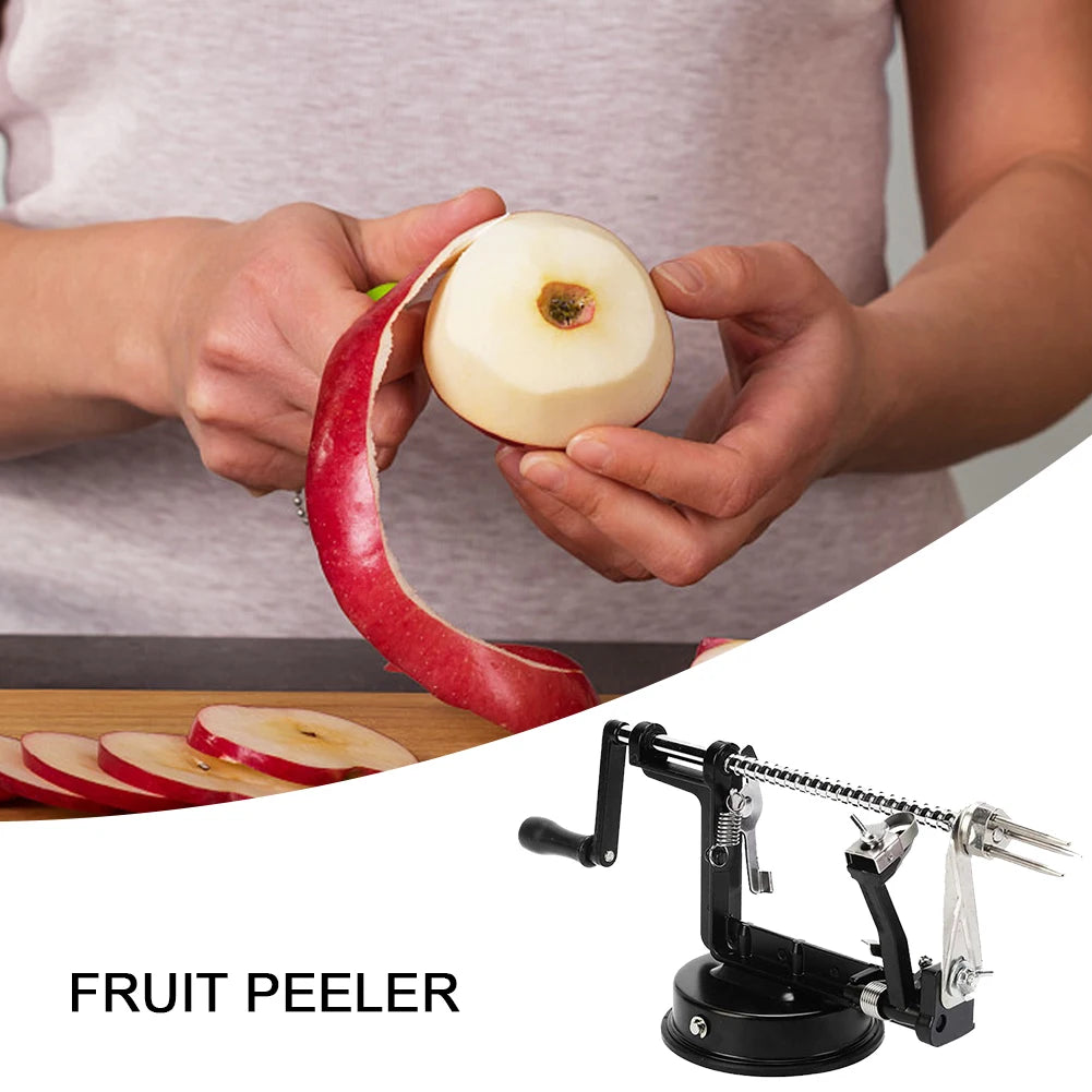 3 in 1 Apple Peeling Machine Rotary Fruit Peeler Slicing Machine Stainless Steel with Suction Base for Household Kitchen