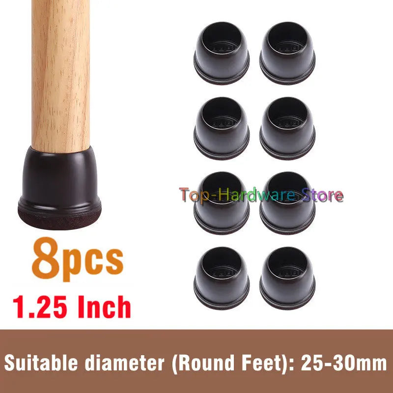 8Pcs TPE Silicone Chair Leg Floor Protectors with Felt,Chair Leg Caps,Furniture Leg Feet Protection Cover Protect Hardwood Floor