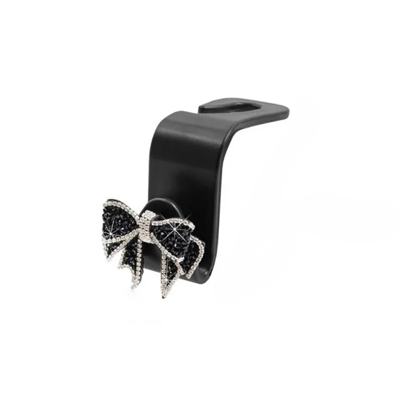 1/2pcs Cute Safety Seat Hooks Vehicle Head Holder Organizer Grocery Hanger Bag Car Accessories Dimond Bow Hooks Storage Supplies