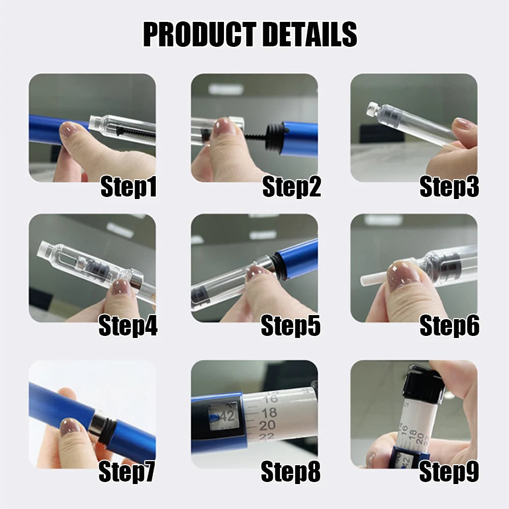 Aluminum Magic Pen Kit Cartridges 3ml Empty Cassette Bottle Individual Packaging Disposable 6mm Pen Tip for Lilly Insulin Pen
