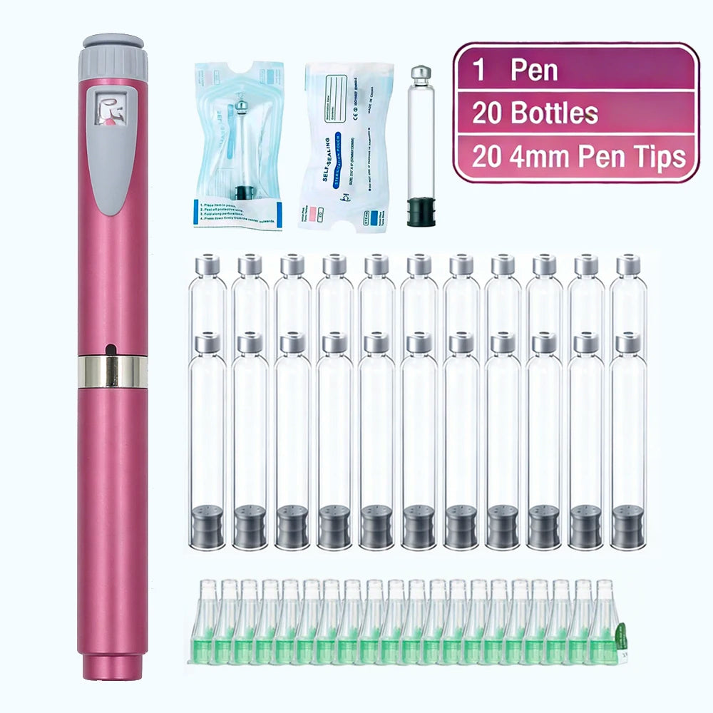 Multi-use Precise Dosing Reusable Injection Pen Set 3ml Empty Cassette Bottle Cartridges 4/6/8mm Disposable Pen Tip for Insulin