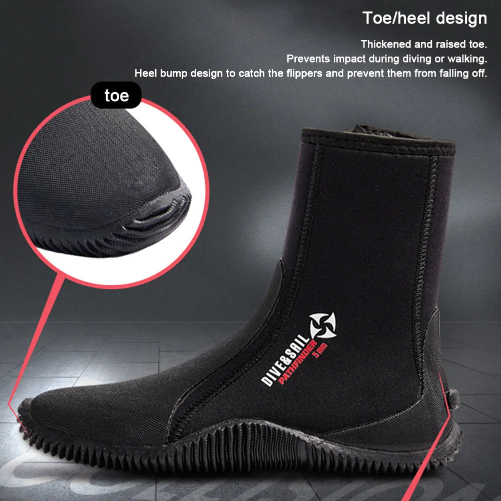 Neoprene Diving Boots Zipper Dive Boots Anti-Slip 5mm Surfing Snorkeling Diving Boots for Diving Snorkeling Surfing