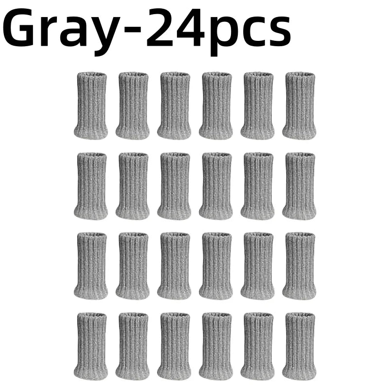 24PCS Floor Protector Chair Leg Sock Cute Anti-Noise Elastic Table Foot Cover Knitting Non-Slip Protective Case