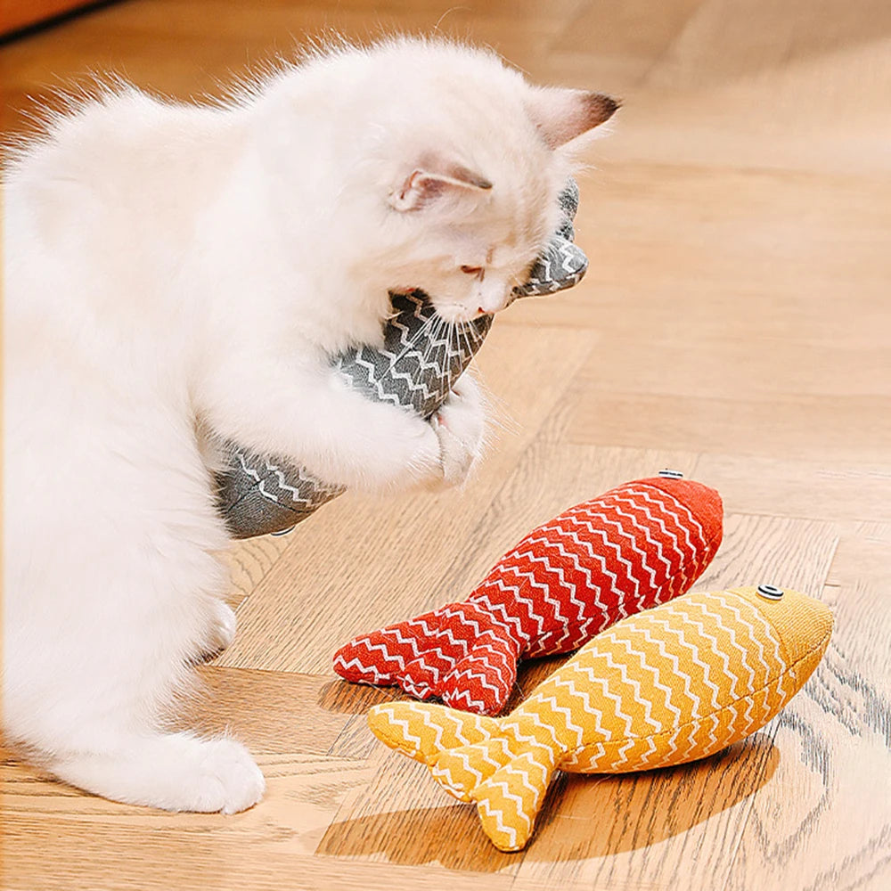 Random Style Fun Cat Sackcloth Fish Toy High With Catnip Fish Pet Cat Gnawing Inside The Toy Room Pet  Cat DogToy