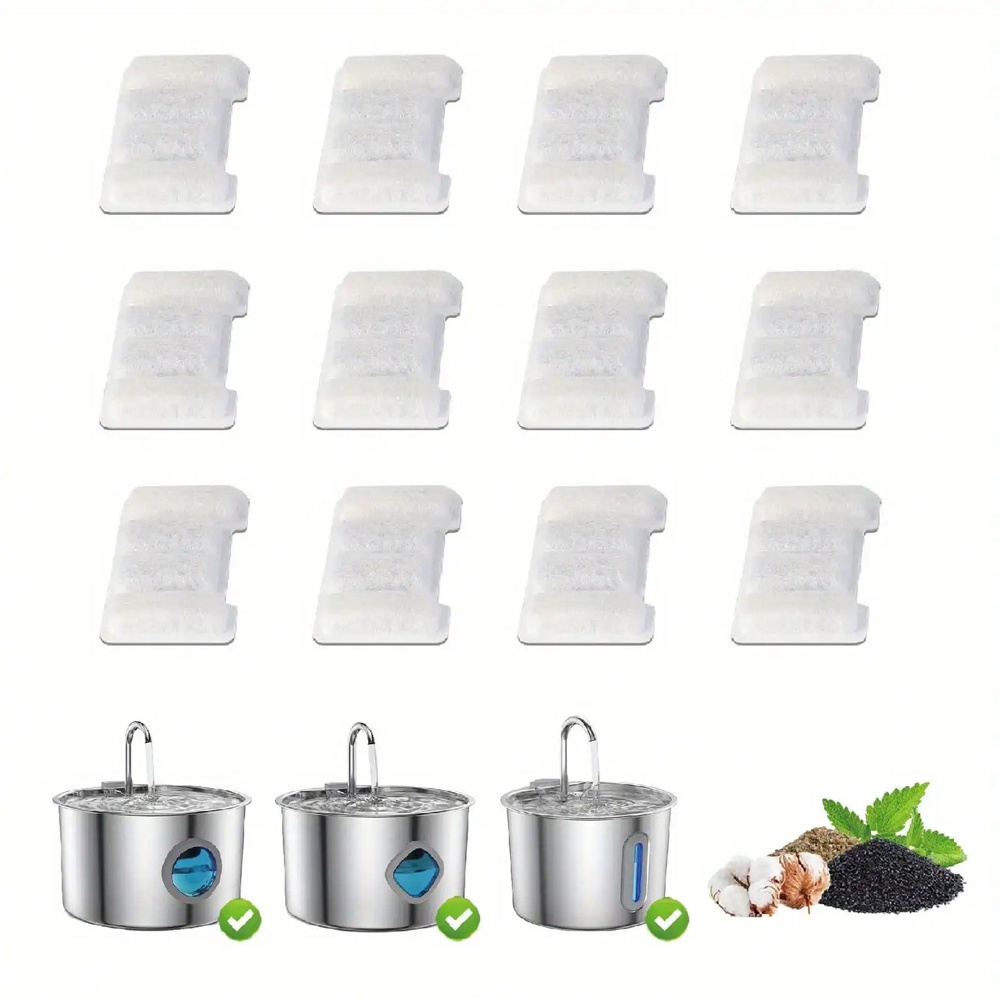 Pet Water Fountain Filter Bags, Compatible With 74.36Oz/2.2L, 2.8L/94.64Oz, 3.2L/108.2Oz Stainless Steel Cat Water Fountains,
