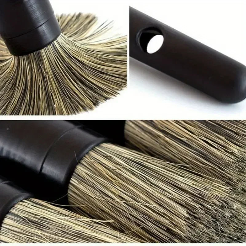 3pcs Car Exterior Interior Detail Brush Boar Hair Bristle Brushes for Car Cleaning Auto Detail Tools Dashboard Cleaning Brush
