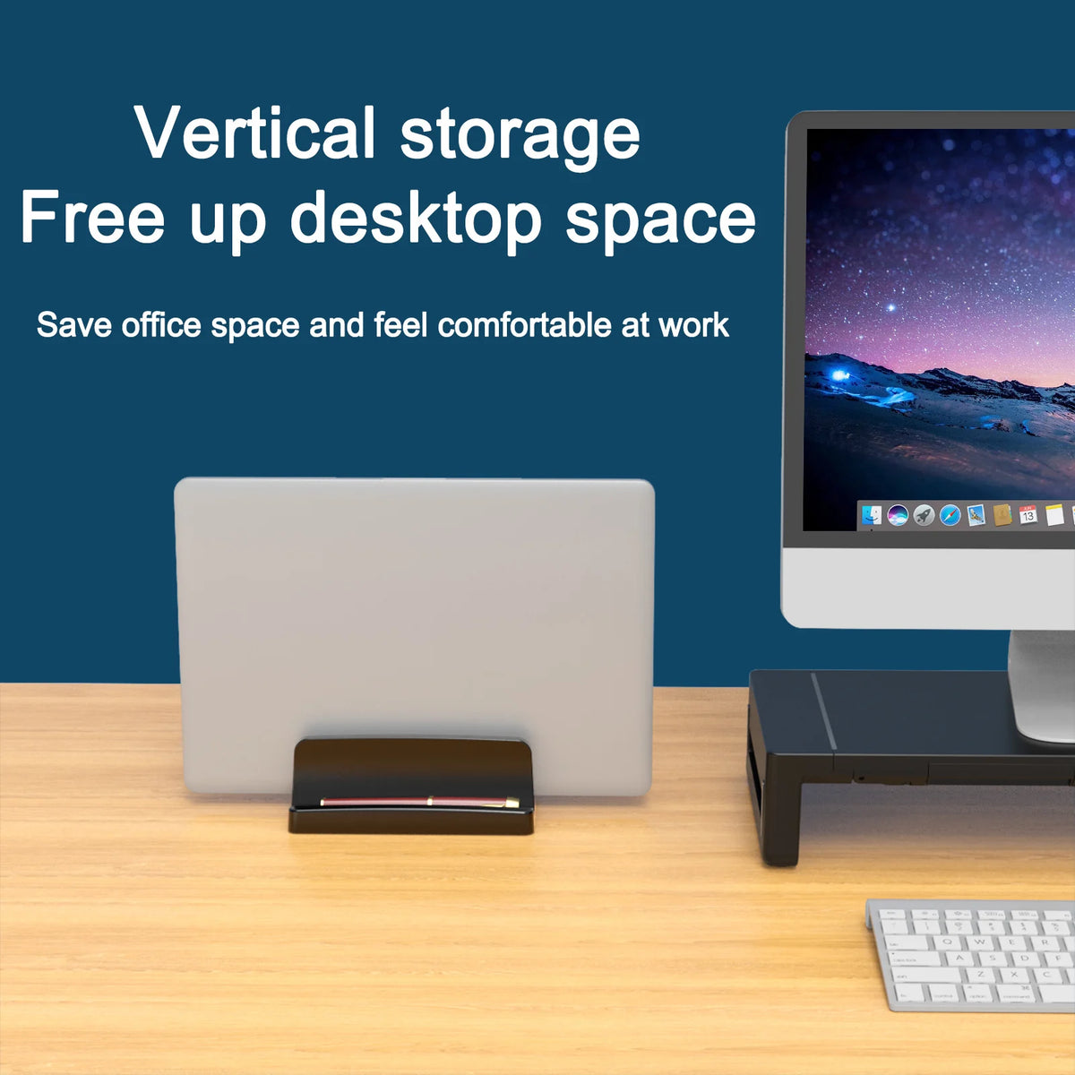 Vertical Laptop Stand, 3 Slots  Desk Laptop Holder & Laptop Docking Station Stand for MacBook, Tablet, Phone - Universal