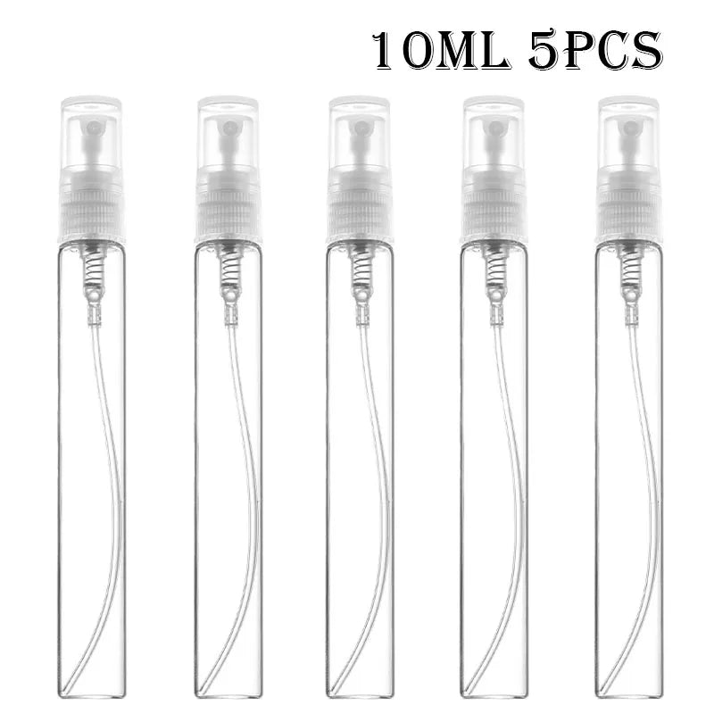 5/10Pcs 3ml 5ml 10ml Clear Mini Perfume Glass Bottle Empty Cosmetics Small Refillable Sample Perfume Atomizer Bottles