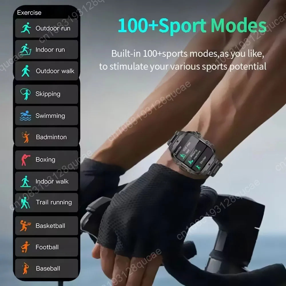 2025 New Rugged Military GPS Smart Watch Men Bluetooth Call Health Monitoring AI Voice Sport Waterproof Smartwatches For Android