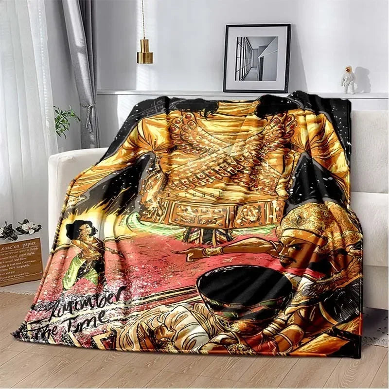 Pop Music Michael J-Jackson Printed Flannel Blanket , Warm  Soft Cozy Blanket Flannel  Livingroom  Home Decor Birthday Gift