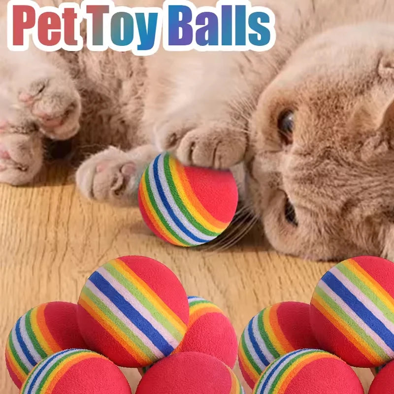 10-30Pc Colorful Cat Toy Ball EVA Bite-Resistant Elastic Rainbow Ball Kitten Puppy Chewing Training Interactive Toy Pet Supplies