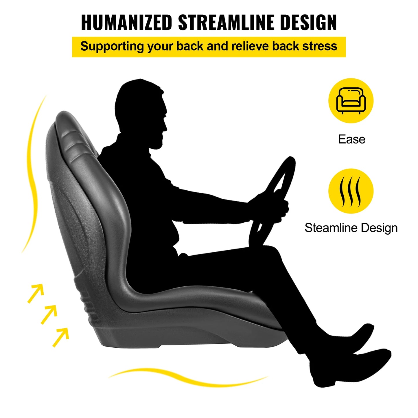 SucceBuy Forklift Seat Replacement Durable Vinyl Cover High Back Yamaha Tractor for Mower Excavator Wheel Loader Dozer Backhoe