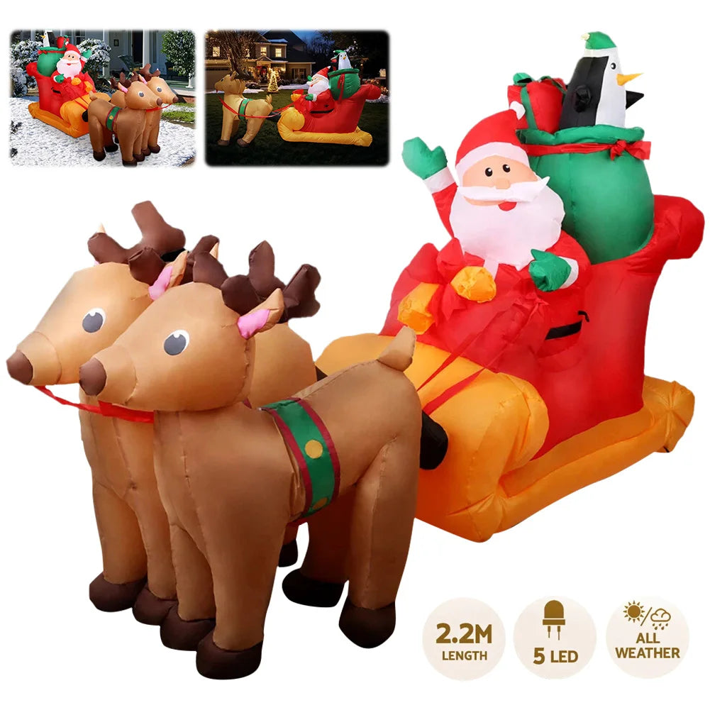 Christmas Inflatable Decorations Santa Claus Reindeer Inflatable Toys Festive Atmosphere Indoor Courtyard Lawn Decorations