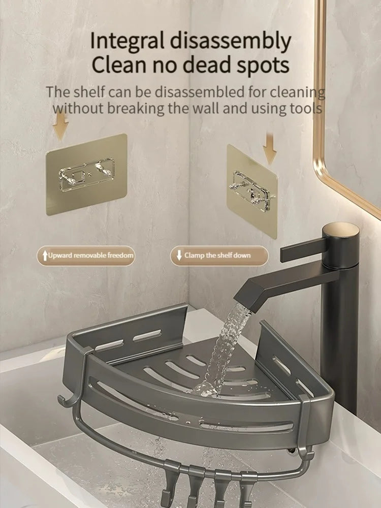 No-Drill Bathroom Shelf Shelves Shampoo Makeup Storage Holder Kitchen Organizer Wall Mounted Bathroom Accessories