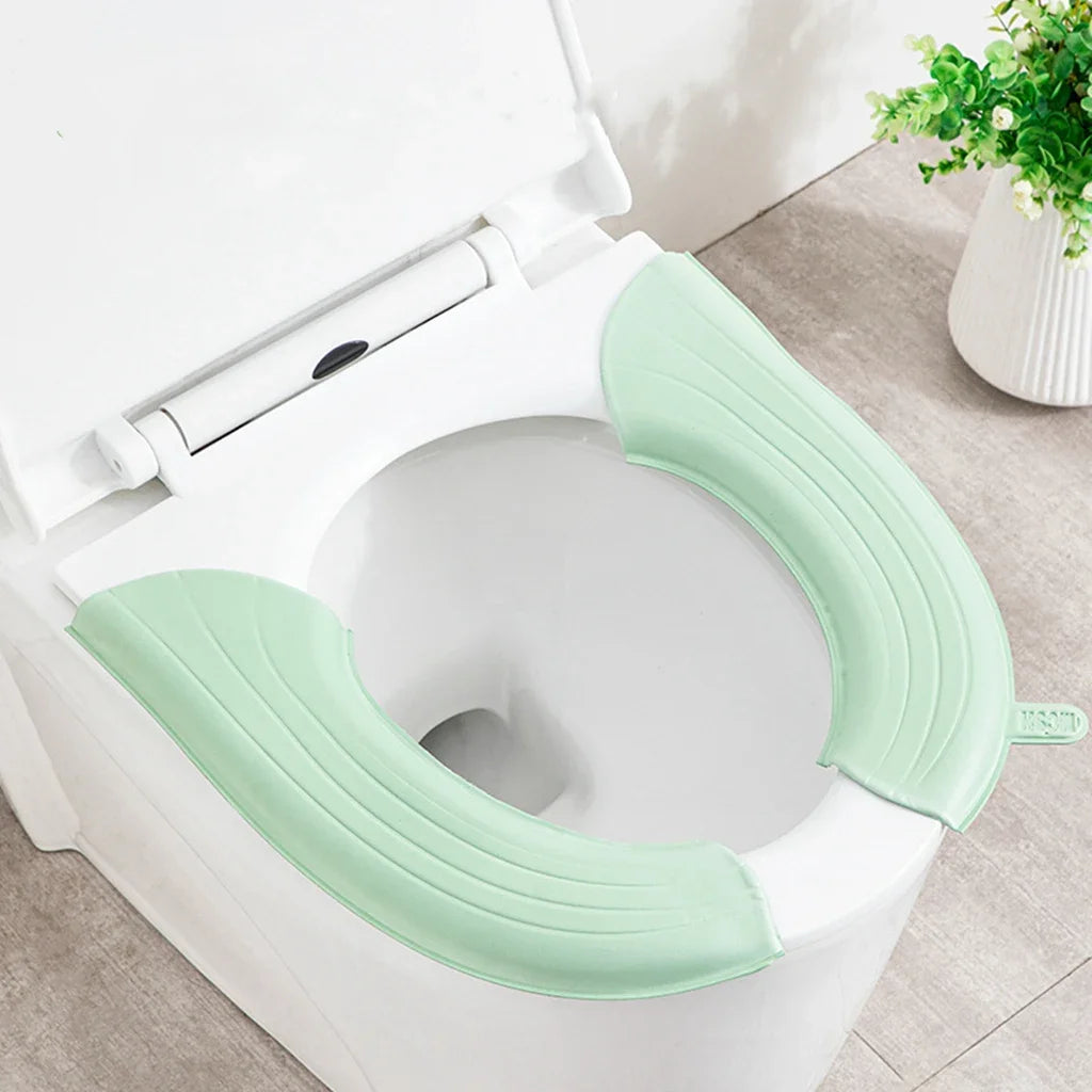 2Pc/Set Waterproof Toilet Seat Cover, Washable Universal Soft Toilet Seat Cushion, Solid Color Bathroom Accessories
