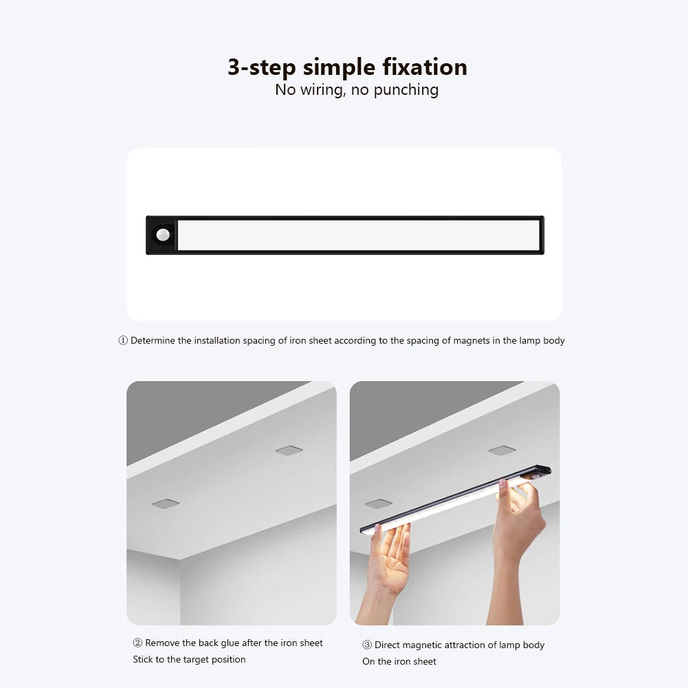 Motion Sensor Kitchen Lighting Lamp with Charging Cable Magnetic Smart Lights Detachable Easy Installation Housewear Furnishings