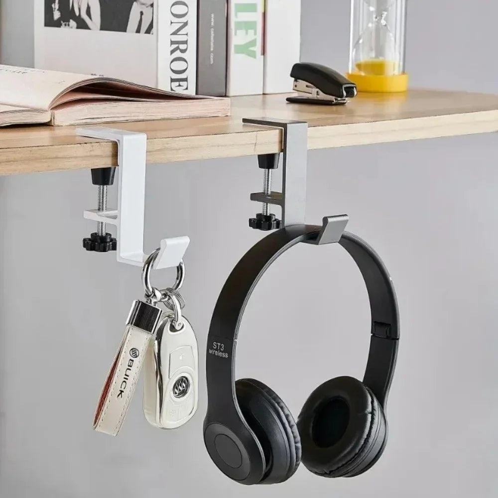 1/2pcs Punch-Free Adjustable Desk Edge Hook Multifunctional Headset Hanger Backpack Storage Rack No Drilling Hanging Desk Stand