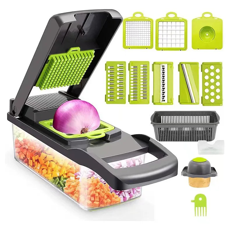 Multifunctional 5-in-1 Vegetable Chopper – Cutter, Dicer, Slicer, Mandoline & Onion Chopper for Vegetables, Easy to Clean